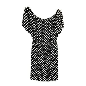 La Vie en Rose NWT Black w White Polka Dots, Off t Shoulder Beach Cover Up/Dress